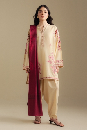Coco by Zara Shahjahan Unstitched Winter Khaddar Embroidered Suits 3 Piece CZS25WU D-10 A Snowdrop - Winter Collection
