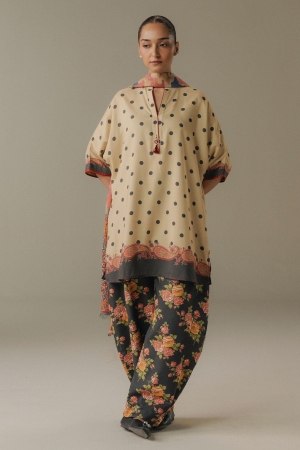 Coco by Zara Shahjahan Prints Unstitched Linen Suits 3 Piece CZS25PW Paper Moon D-3B - Winter Collection