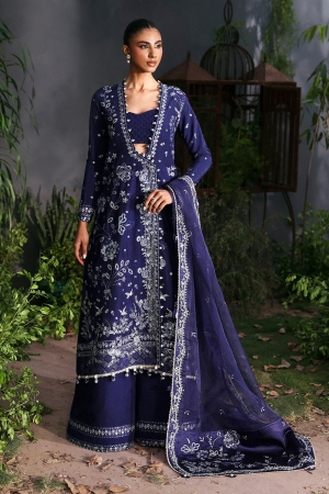 La Fuchsia By Afrozeh Embroidered Raw Silk Suits Unstitched 3 Piece AF25LF D-04 Maison - Formals Collection