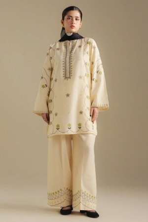 Coco by Zara Shahjahan Unstitched Winter Khaddar Embroidered Suits 3 Piece CZS25WU D-08 B Fawn - Winter Collection