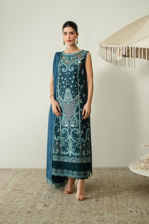 Blooming Flower by Zariya Unstitched Embroidered Lawn 3 Piece Suit ZRY26ULB FAUNA ZB-60101 - Festive Collection