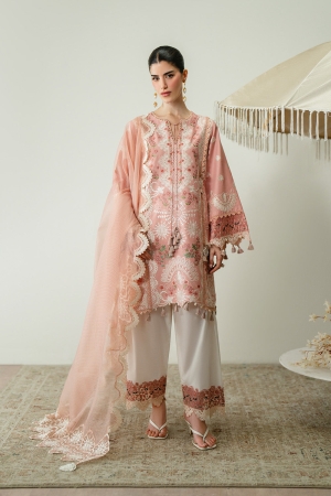Blooming Flower by Zariya Unstitched Embroidered Lawn 3 Piece Suit ZRY26ULB LUNA ZB-60103 - Festive Collection