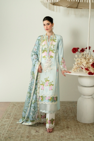 Blooming Flower by Zariya Unstitched Embroidered Lawn 3 Piece Suit ZRY26ULB IDALIA ZB-60107 - Festive Collection