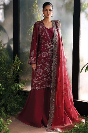 La Fuchsia By Afrozeh Embroidered Raw Silk Suits Unstitched 3 Piece AF25LF D-09 Yalira - Formals Collection