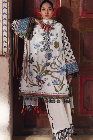 Elan Embroidered Lawn Suits Unstitched 3 Piece EL25LL EL25-04 B Azureh - Luxury Collection