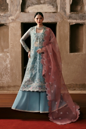 Kaashvi by Ayzel Unstitched Organza Embroidered Suits 3 Piece AAF25KW RAVINA AZW-25-V2-04 - Wedding Collection