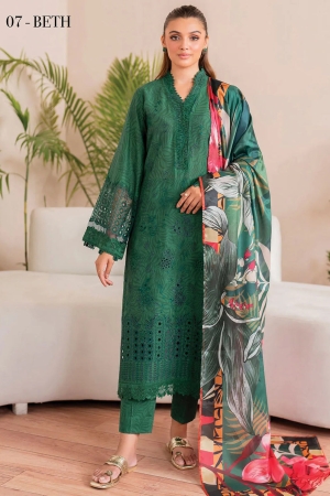 Baroque - Xenia Embroidered Lawn Suits Unstitched 3 Piece XE25PL D-07 Beth - Summer Collection