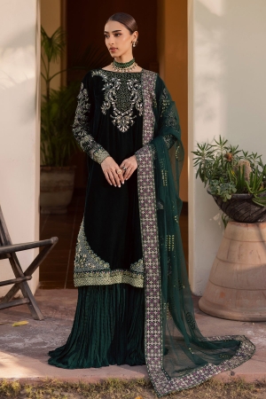 Maya by Nureh Unstitched Velvet Embroidered 3 Piece Suits NU25MV NW-115 - Festive Collection
