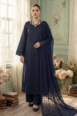 Musfir - Garden Of Eve Embroidered Lawn Suit Unstitched 3 Piece (Pure Chiffon Embroidered Dupatta) - AZUL - Summer Collection