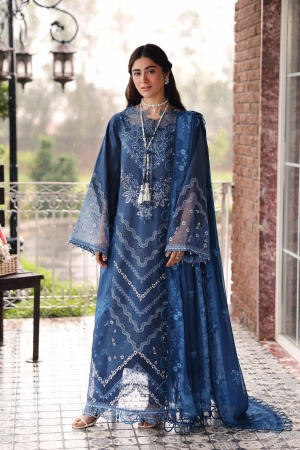 Sardinia Unstitched Embroidered Lawn 3 Piece Suit SRD26ULE Terrace Blue Design# 1706 - Eid Collection