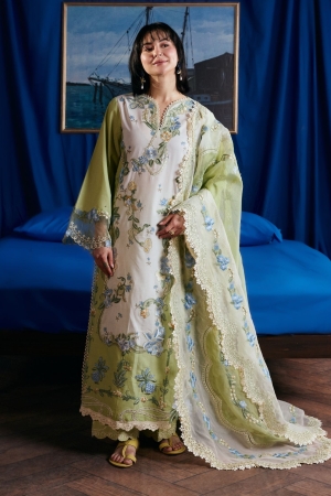 Maryam Hussain Unstitched Embroidered Lawn 3 Piece Suit MH26ULF Dimple - Festive Collection