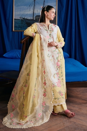 Maryam Hussain Unstitched Embroidered Lawn 3 Piece Suit MH26ULF Titli - Festive Collection