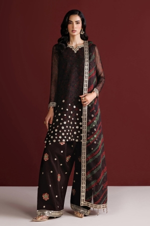 Fiorella By Farasha Embroidered Chiffon Suits Unstitched 3 Piece FF26C - Cocoa Pearl – Formal Collection
