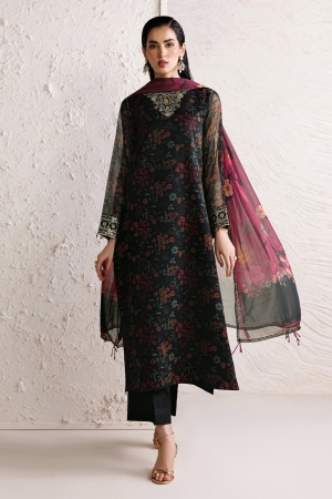 Fiorella By Farasha Embroidered Chiffon Suits Unstitched 3 Piece FF26C - Raven Melody – Formal Collection