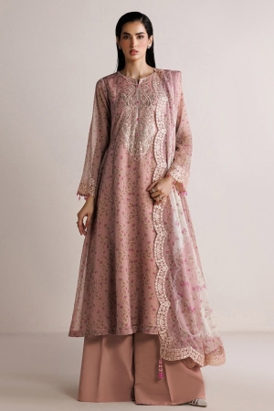 Fiorella By Farasha Embroidered Chiffon Suits Unstitched 3 Piece FF26C - Pink Poise – Formal Collection