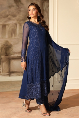 Ensembles by Azure Embroidered Unstitched Chiffon Suits 3 Piece AZU25EU ES-120 Royal Eclipse - Festive Collection