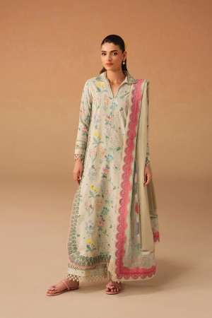 Haze A Prints by Afrozeh Unstitched Embroidered Lawn 3 Piece Suit AF26UAP Sunlaced Green FWU-111 - Summer Collection