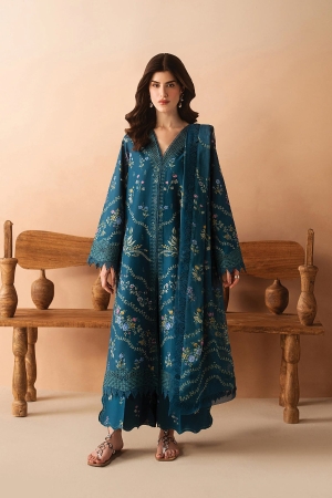 Haze A Prints by Afrozeh Unstitched Embroidered Lawn 3 Piece Suit AF26UAP FWU-105 Luem Teal - Summer Collection