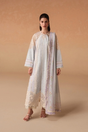 Haze A Prints by Afrozeh Unstitched Embroidered Lawn 3 Piece Suit AF26UAP FWU-108 Sunnival Blue - Summer Collection