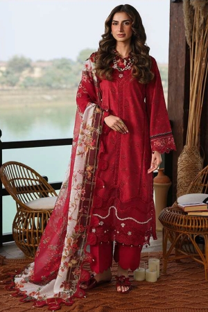 Sardinia Unstitched Embroidered Lawn 3 Piece Suit SRD26ULF D-8 POPPY - Festive Collection