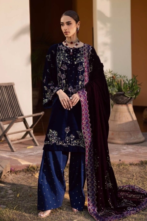 Maya by Nureh Unstitched Velvet Embroidered 3 Piece Suits NU25MV NW-116 - Festive Collection