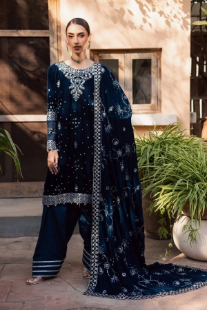 Maya by Nureh Unstitched Velvet Embroidered 3 Piece Suits NU25MV NW-114 - Festive Collection