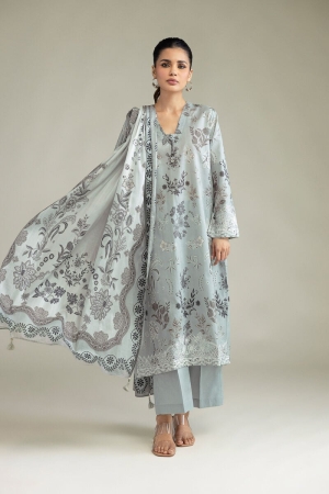 Khaadi Emrboidered Lawn Suits Unstitched 3 Pc - K-A22-26-219FG2-E - Summer Collection