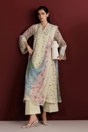 Fiorella By Farasha Embroidered Chiffon Suits Unstitched 3 Piece FF26C - Daisy Garden – Formal Collection
