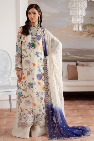 Nureh Embroidered Chiffon Suits Unstitched 4 Piece Suit NU25AU AM-26 - Luxury Collection